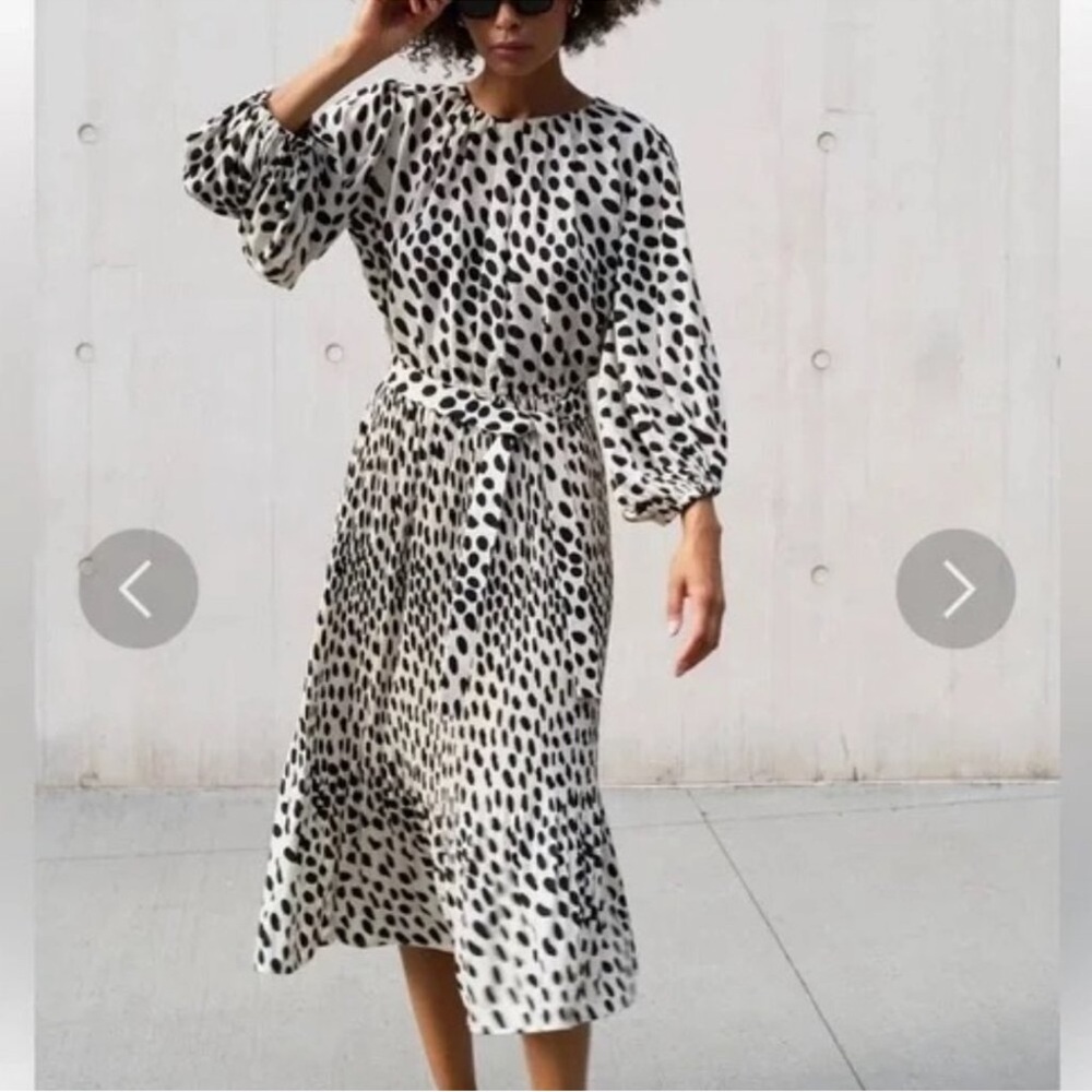 AYR Black and White Dotted Midi Dress